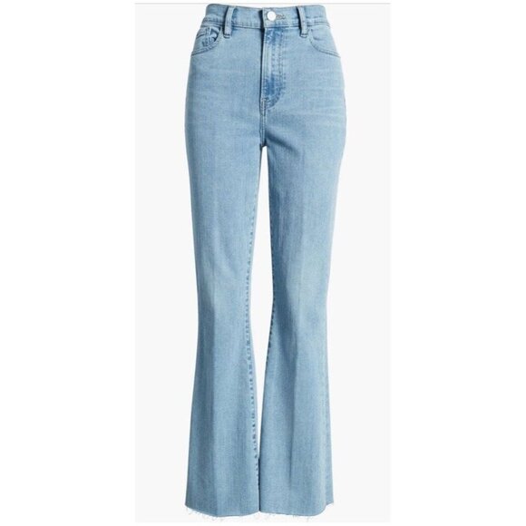 New FRAME Le Easy Flare High Rise Raw Hem Light Blue Jeans Babitz Size 29 - Picture 3 of 15